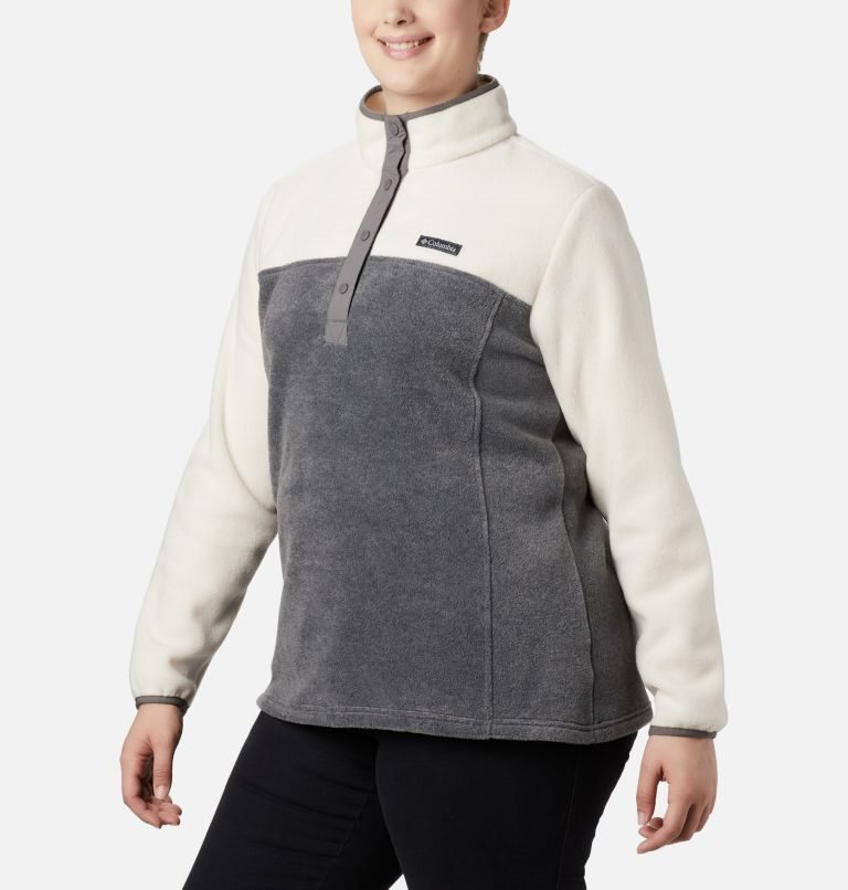 Women's Columbia Benton Springs 1/2 Snap Sweatshirts Cream / Dark Grey | Plus Size CA-C614L